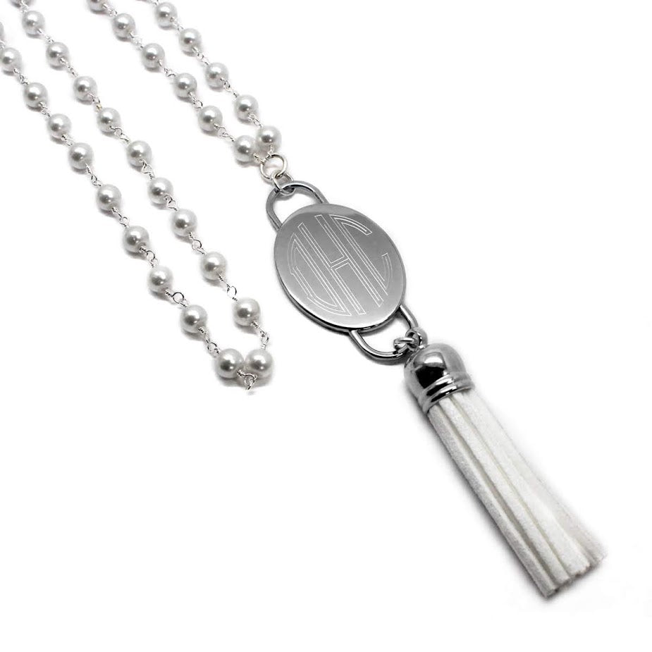Fashion Engravable Tassel and Pearl Bead Necklace - Atlanta Jewelers Supply