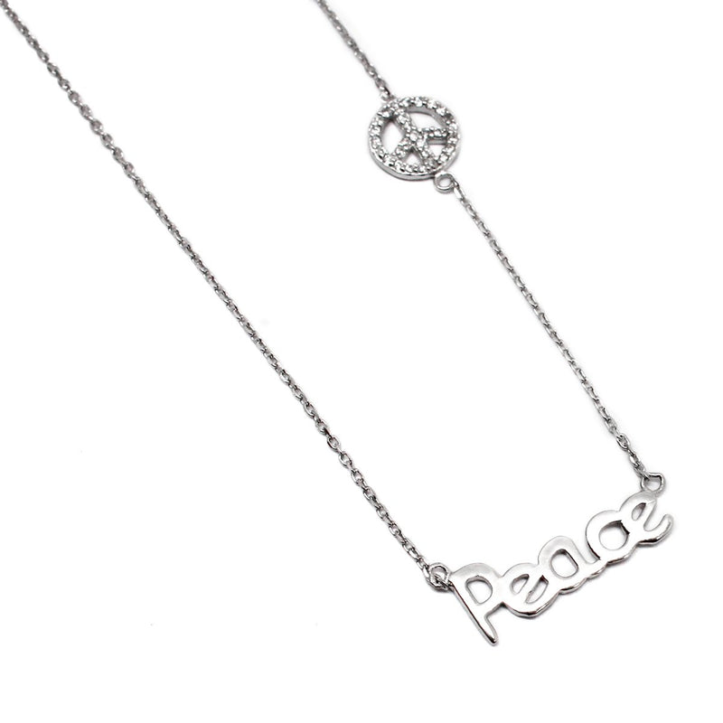 Peace Necklace with Cz Peace Sign