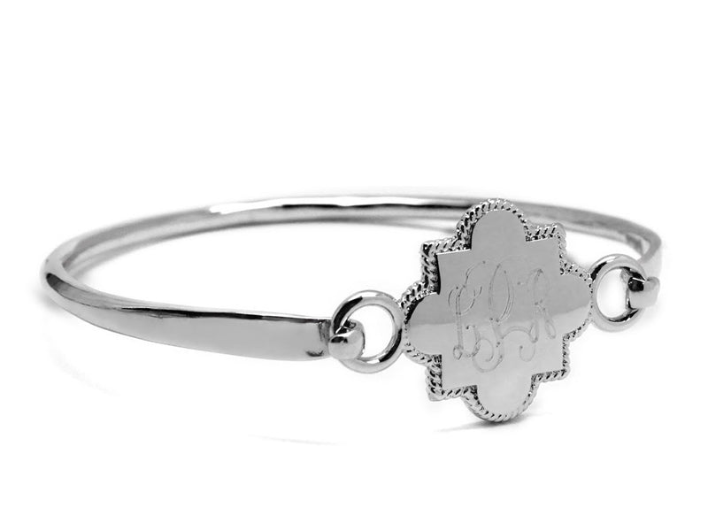 Fashion Engravable  Small Quatrefoil Bangle Bracelet - Atlanta Jewelers Supply