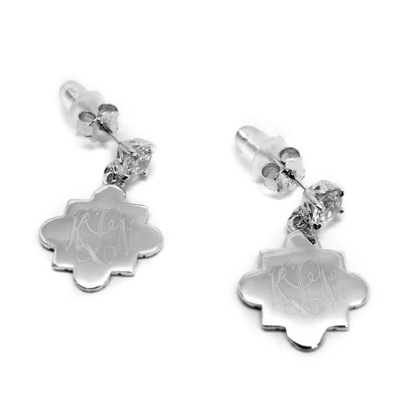 Sterling Silver Dangle Quartefoil CZ Earrings - Atlanta Jewelers Supply