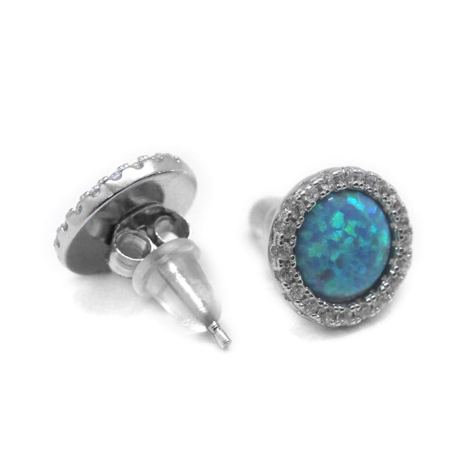 Sterling Silver CZ Opal Earrings - Atlanta Jewelers Supply