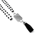 Fashion Engravable Tassel Black Crystal Bead Necklace - Atlanta Jewelers Supply