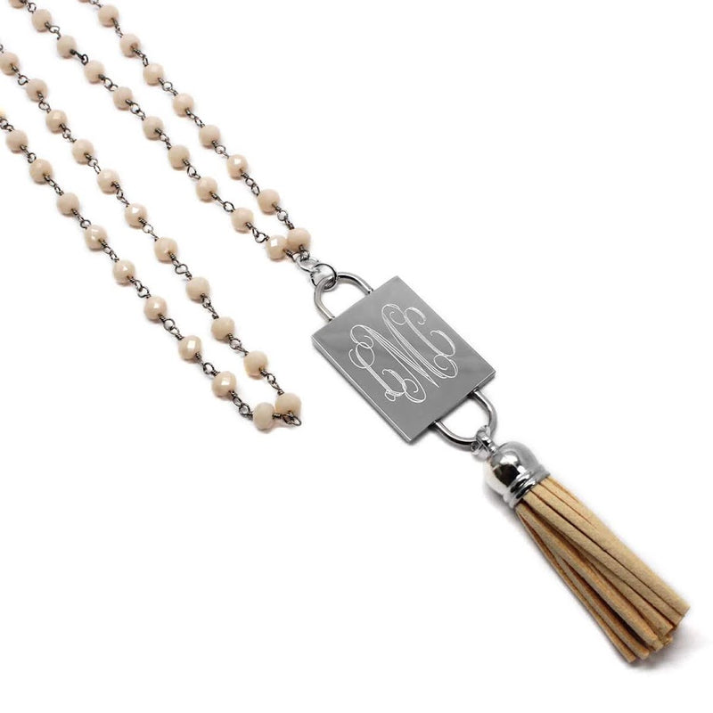 Fashion Engravable Tassel Bone Bead Chain Necklace - Atlanta Jewelers Supply