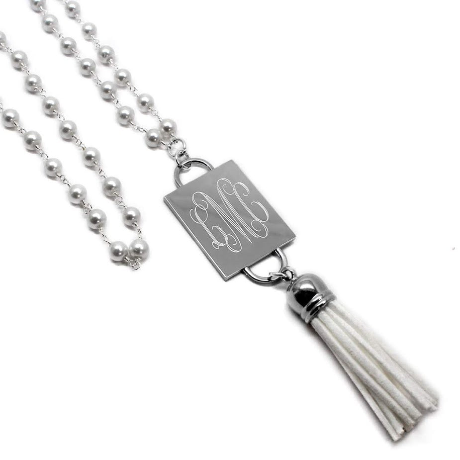 Fashion Engravable Tassel and Pearl Bead Necklace - Atlanta Jewelers Supply