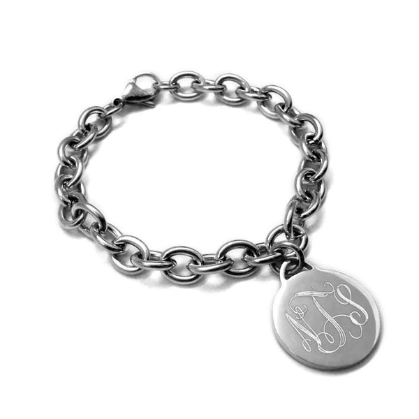 Stainless Steel Round disc Charm Bracelet - Atlanta Jewelers Supply
