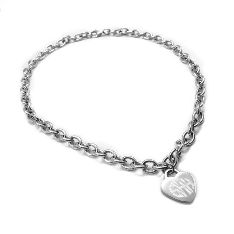 Tiffany Style Stainless Steel Heart disc Charm Necklace - Atlanta Jewelers Supply