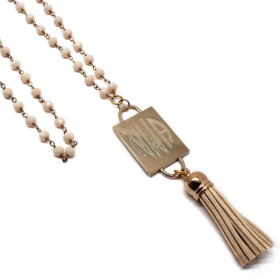 Fashion Engravable Tassel Bone Bead Chain Necklace - Atlanta Jewelers Supply