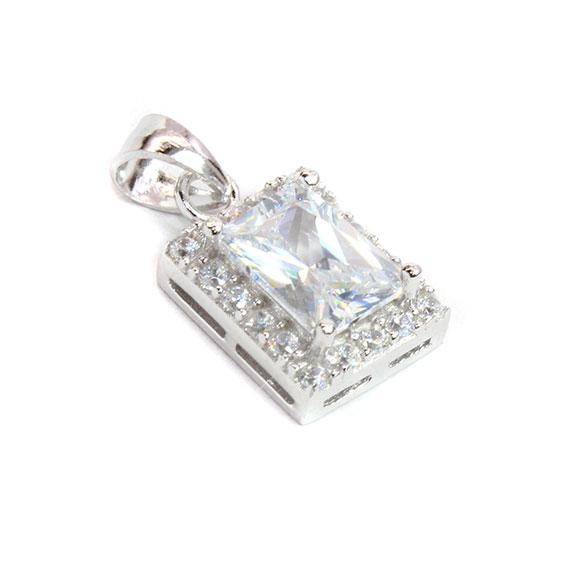 Sterling Silver Soft Edge Rectangle CZ Pendant