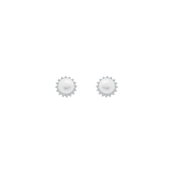 S/S PEARL & CZ POST EAR W/ RHO - Atlanta Jewelers Supply