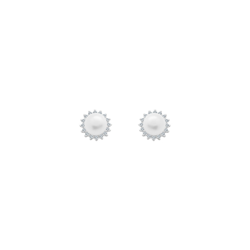 S/S PEARL & CZ POST EAR W/ RHO - Atlanta Jewelers Supply