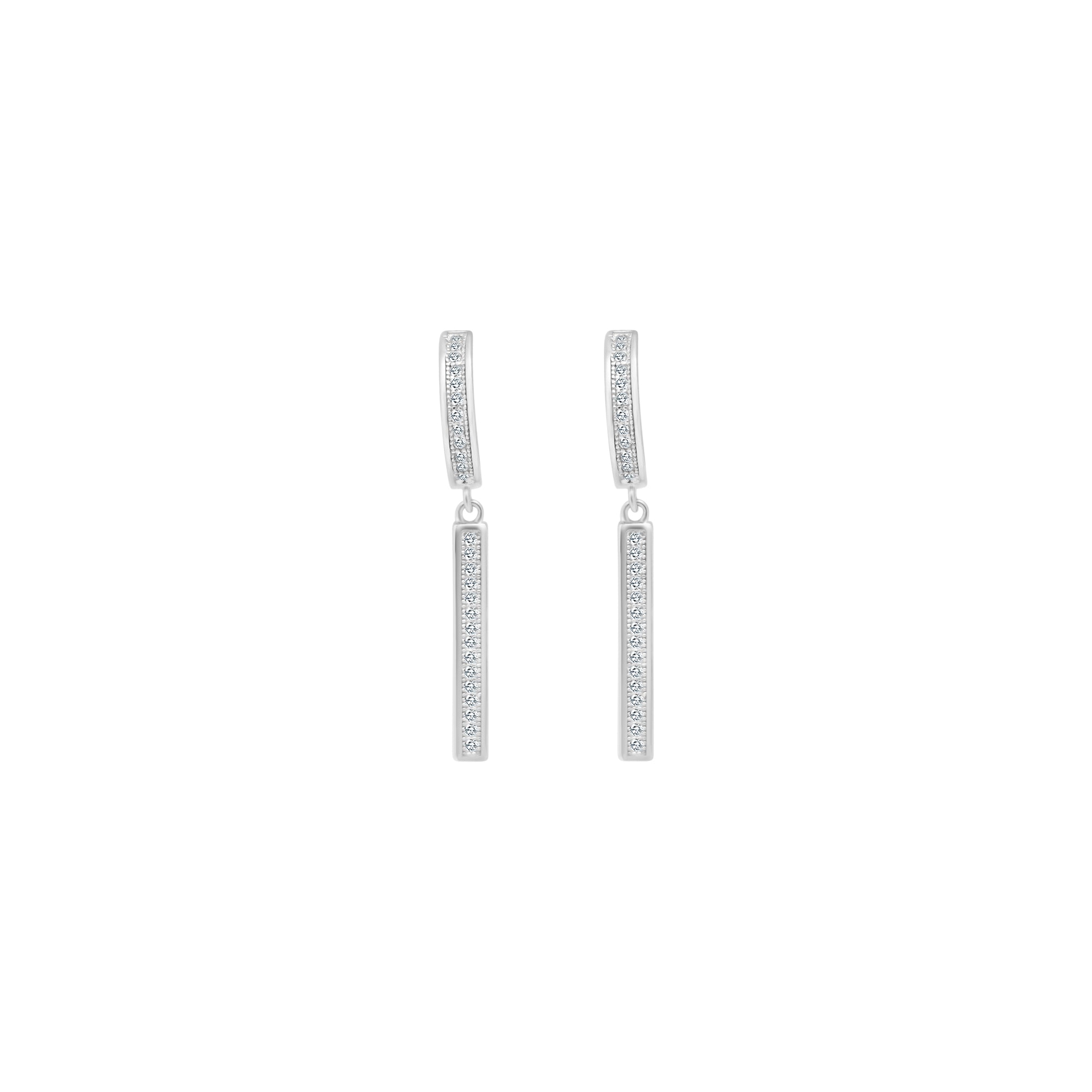 Sterling Silver Cuff Earrings W/ Dangling CZ Bar - Atlanta Jewelers Supply