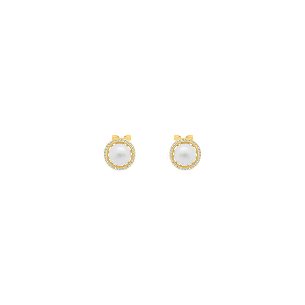Gold Pearl Studs with CZ - Atlanta Jewelers Supply
