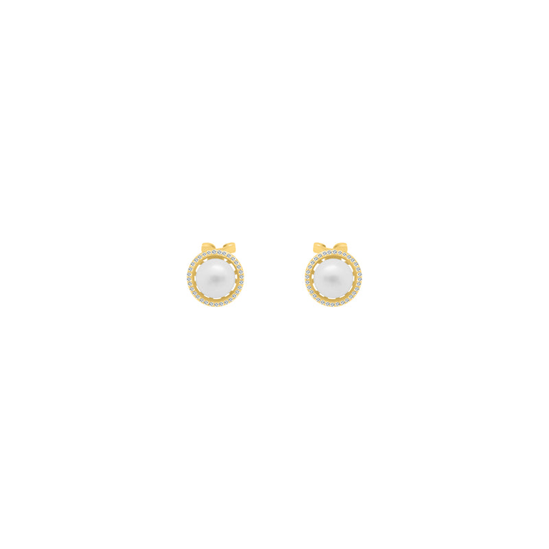 Gold Pearl Studs with CZ - Atlanta Jewelers Supply