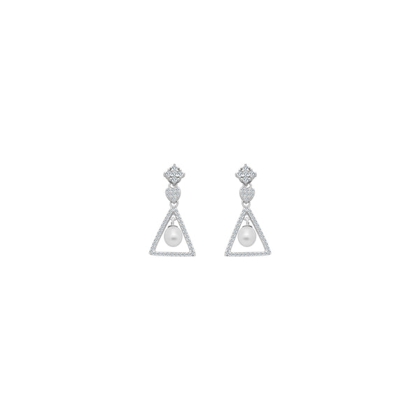 Triangle Dangle Earrings with Pearl Stone - Atlanta Jewelers Supply