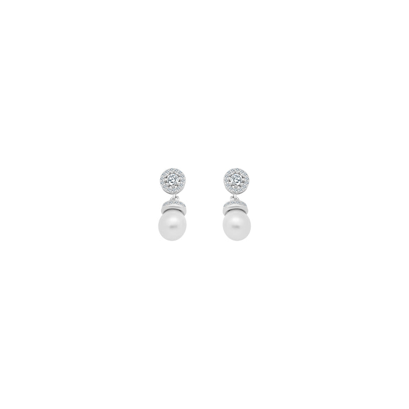 Halo Stud With Dangling Pearl - Atlanta Jewelers Supply