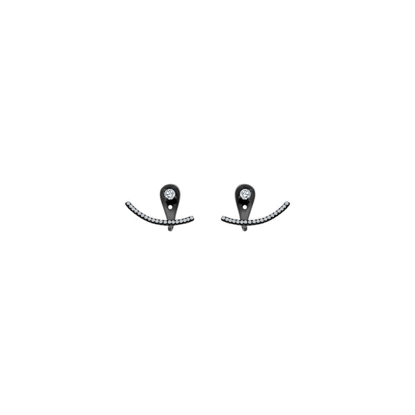 Black Stud Earrings With Under Bar - Atlanta Jewelers Supply
