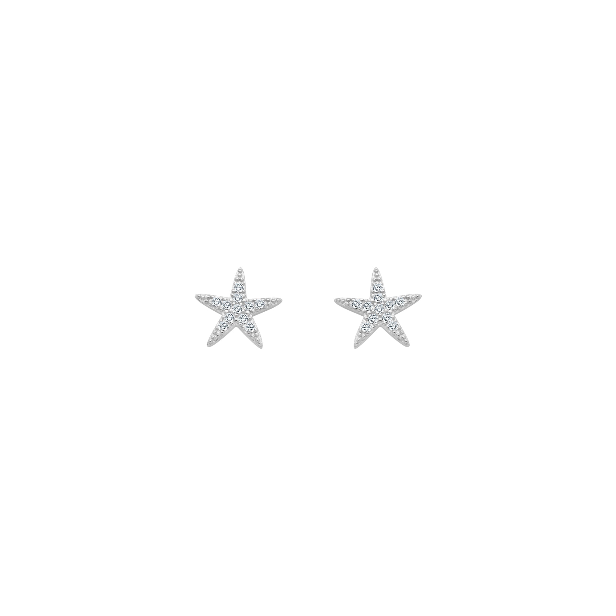 Sterling Silver CZ Star Studs