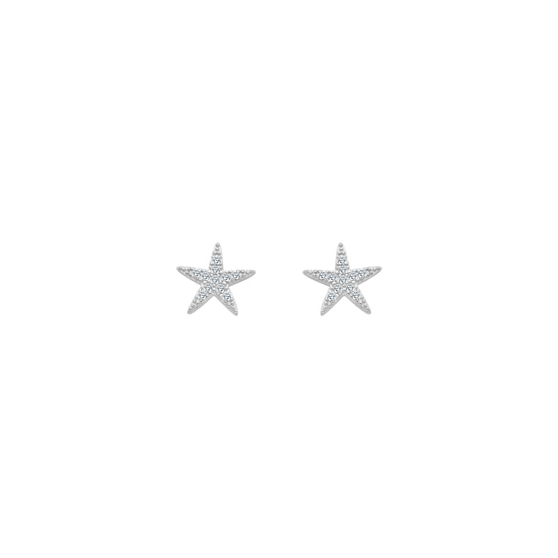 Sterling Silver CZ Star Studs
