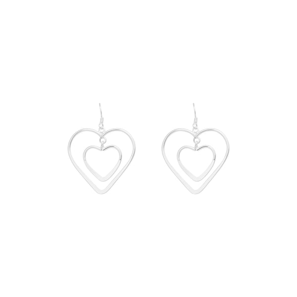 2 Attached Hearts Dangling Earrings - Atlanta Jewelers Supply
