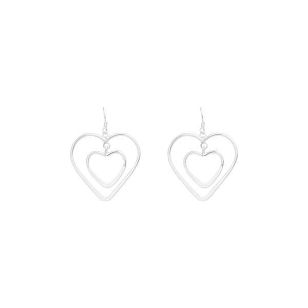 2 Attached Hearts Dangling Earrings - Atlanta Jewelers Supply