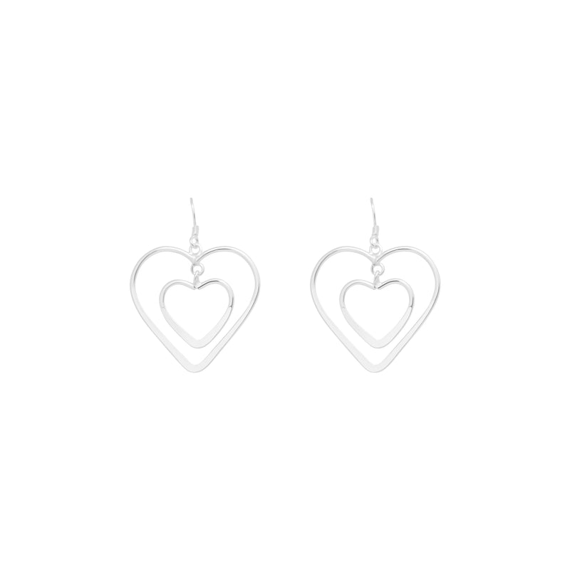 2 Attached Hearts Dangling Earrings - Atlanta Jewelers Supply