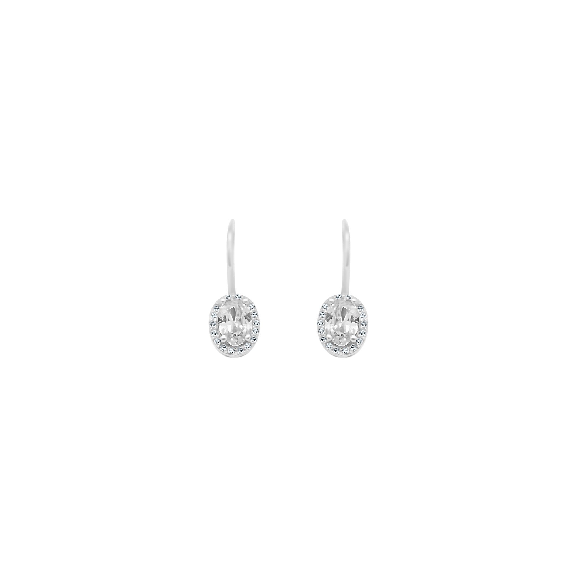 Dangling Oval Stone With Halo Earrings - Atlanta Jewelers Supply