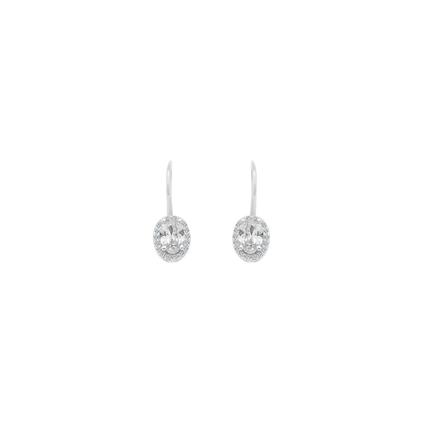 Dangling Oval Stone With Halo Earrings - Atlanta Jewelers Supply