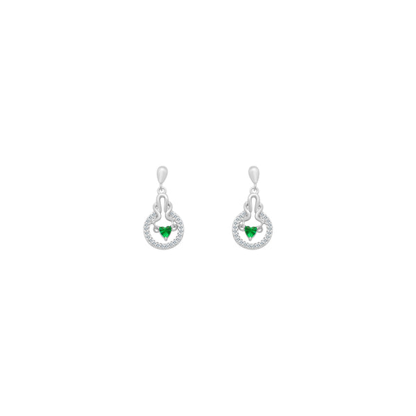 Green CZ Heart With CZ Halo Dangling Earrings - Atlanta Jewelers Supply
