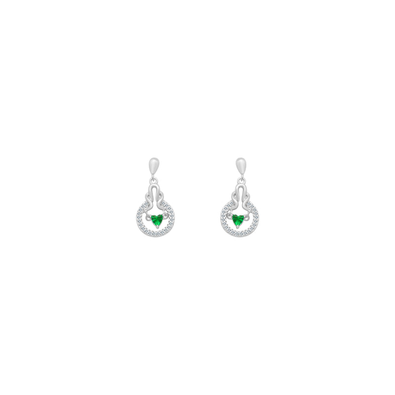 Green CZ Heart With CZ Halo Dangling Earrings - Atlanta Jewelers Supply