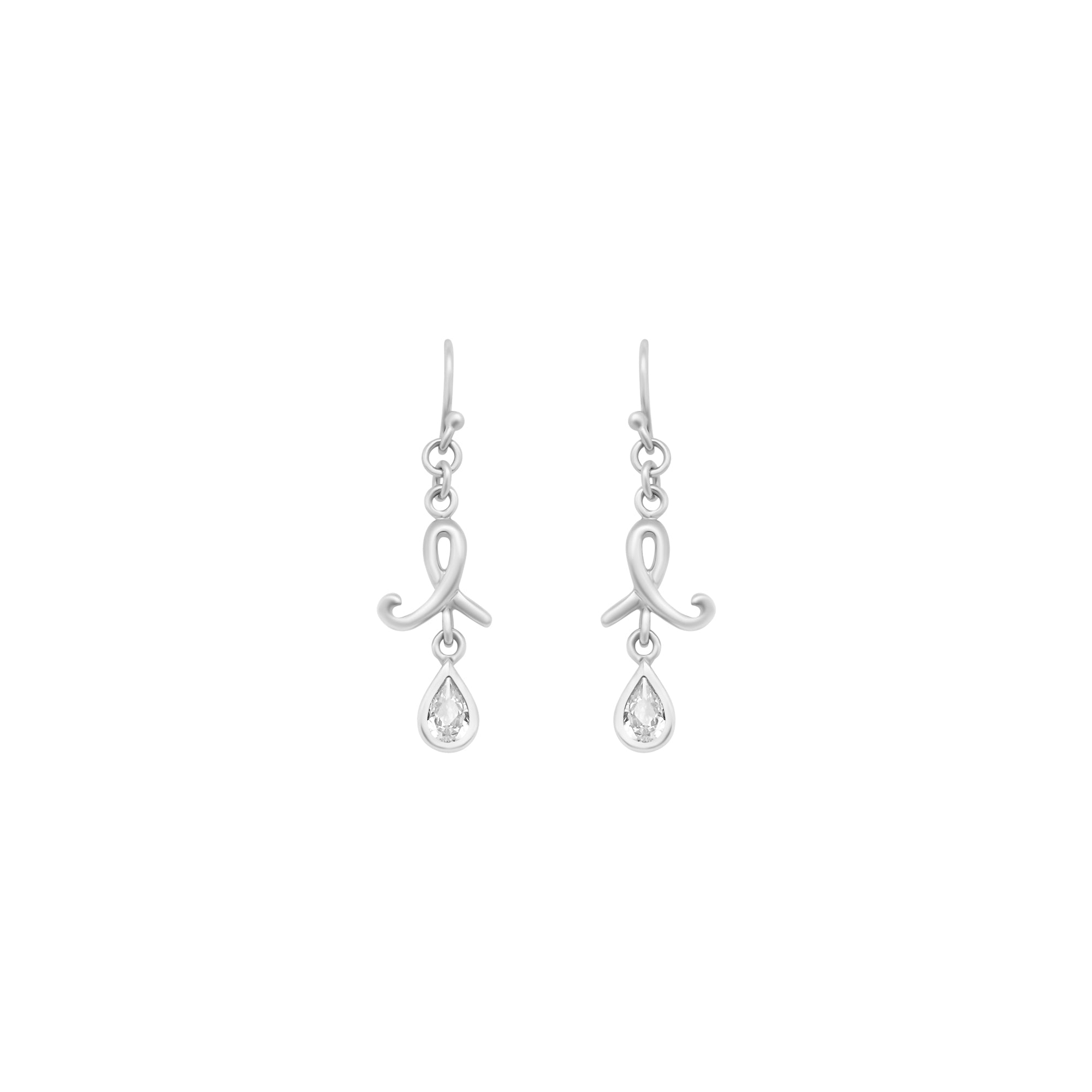 Dangling Ribbon And CZ Stone Earrings - Atlanta Jewelers Supply