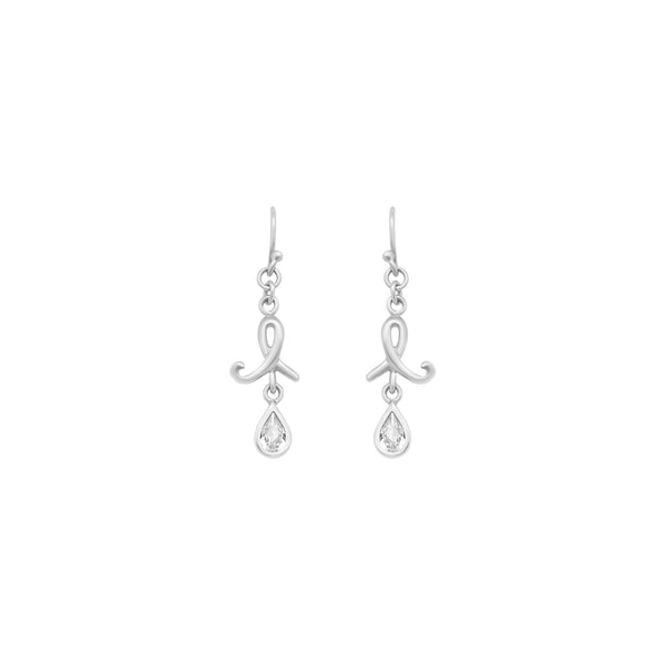 Dangling Ribbon And CZ Stone Earrings - Atlanta Jewelers Supply