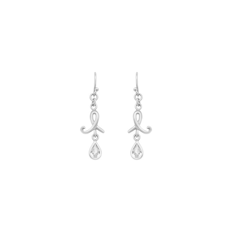 Dangling Ribbon And CZ Stone Earrings - Atlanta Jewelers Supply