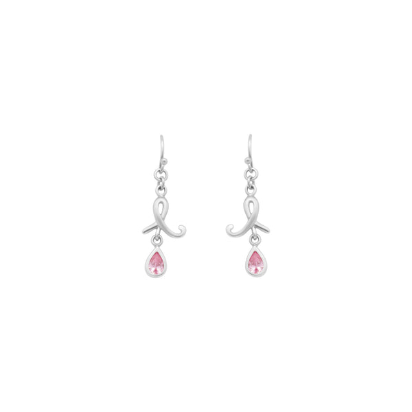 Dangling Ribbon And CZ Stone Earrings - Atlanta Jewelers Supply