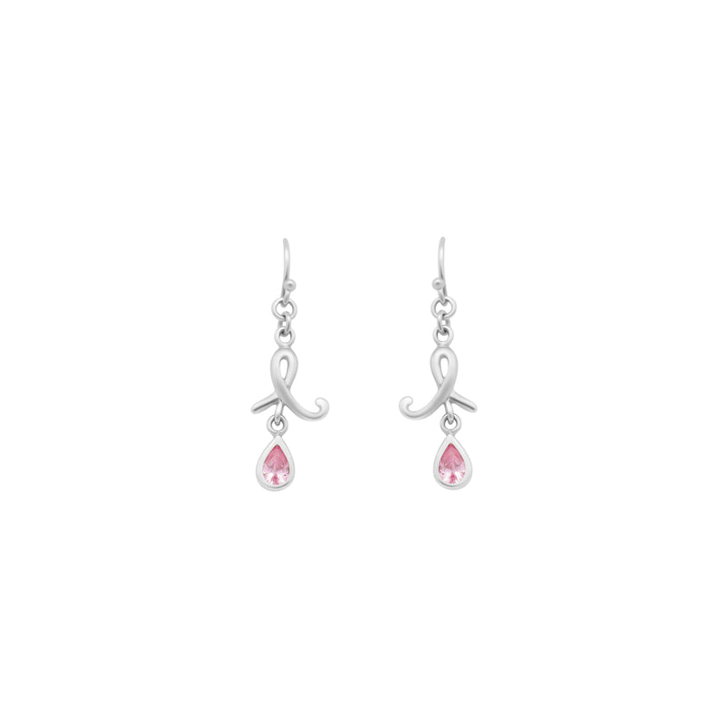Dangling Ribbon And CZ Stone Earrings - Atlanta Jewelers Supply
