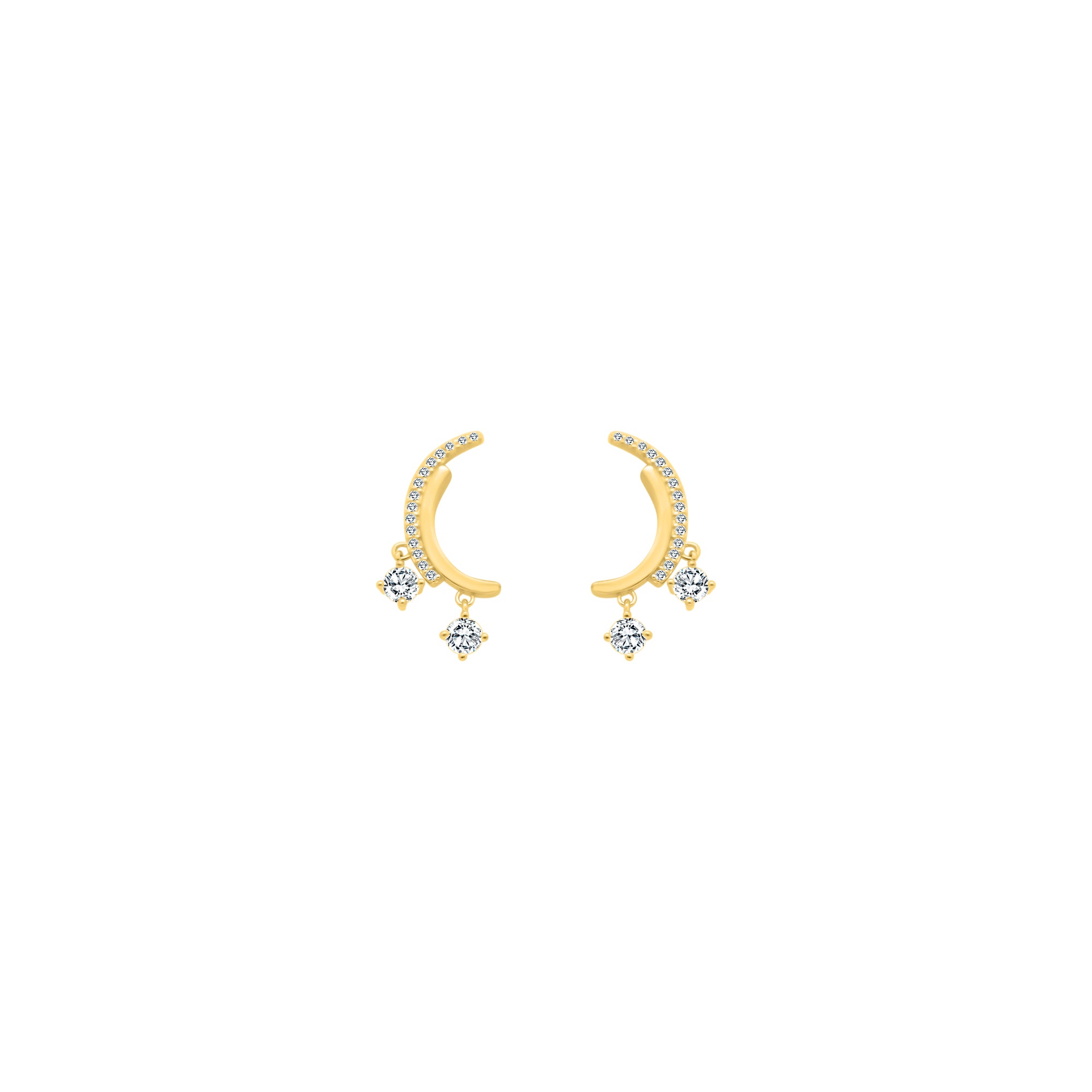 Half Moon With Dangling Stones Earrings - Atlanta Jewelers Supply