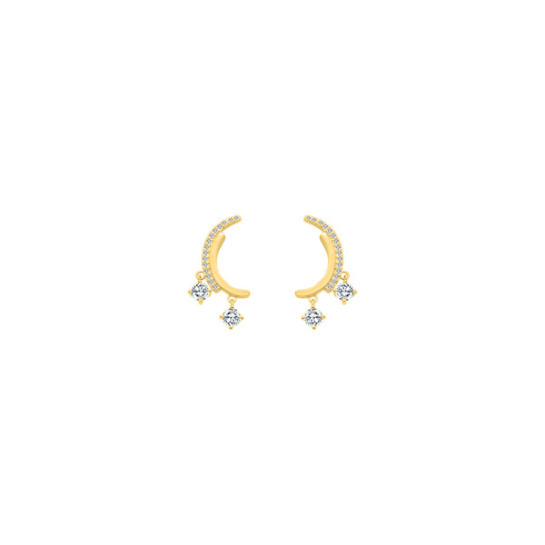 Half Moon With Dangling Stones Earrings - Atlanta Jewelers Supply