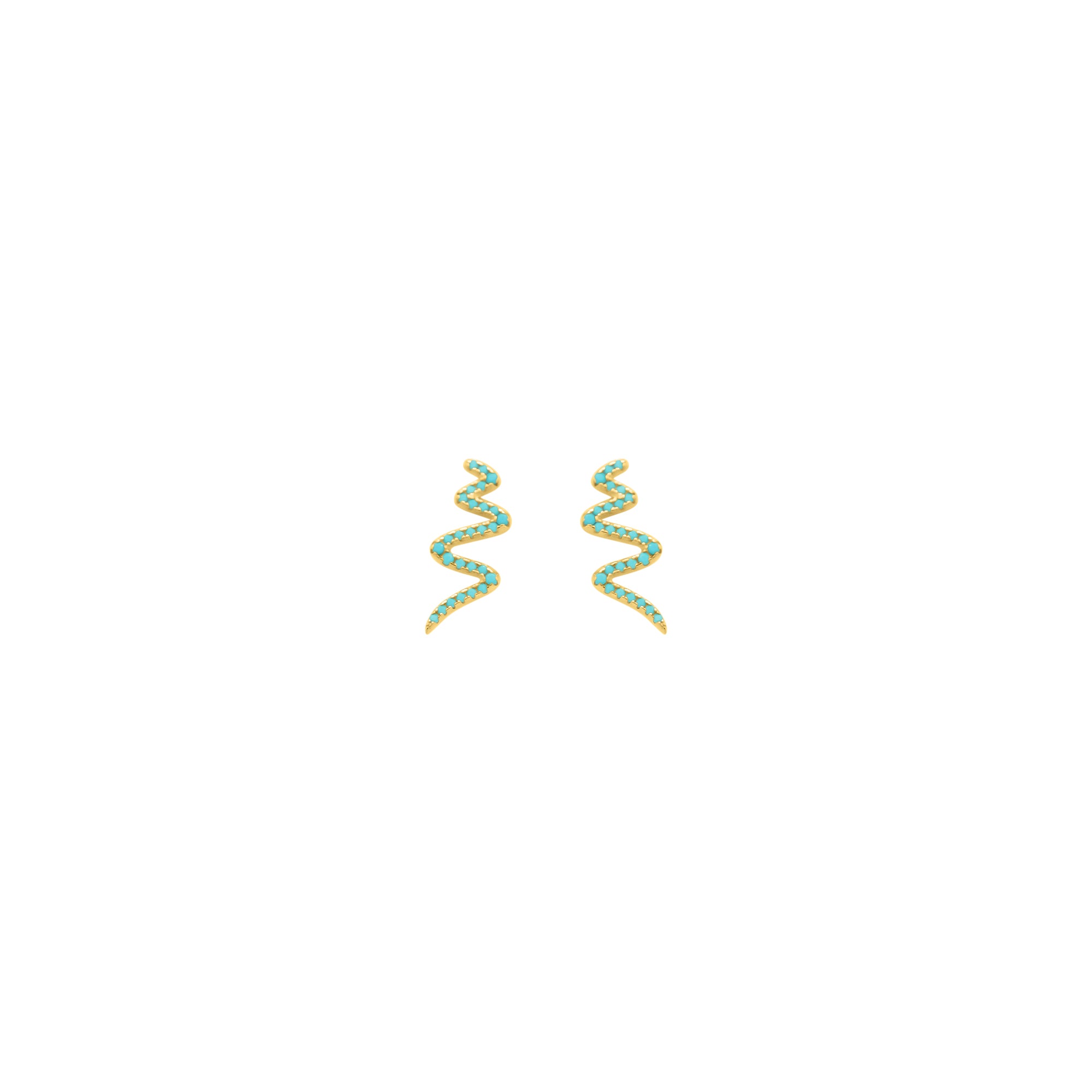 Blue CZ Zig Zag Gold Studs - Atlanta Jewelers Supply