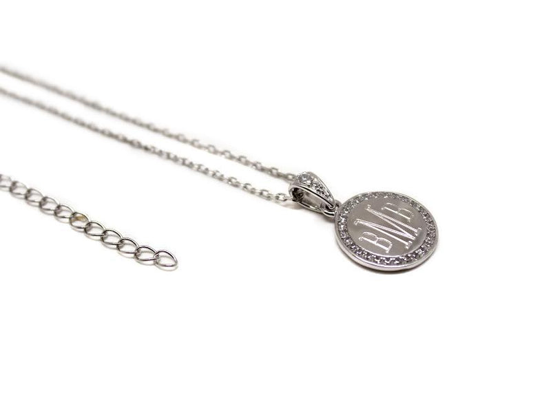 Sterling Silver Engravable Round Cz Pendant Necklaces & Attached Bail - Atlanta Jewelers Supply