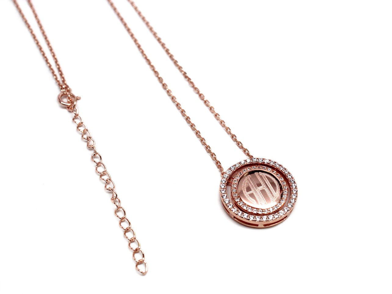 Sterling Silver Engravable Halo Style Circle CZ Pendant Necklaces - Atlanta Jewelers Supply