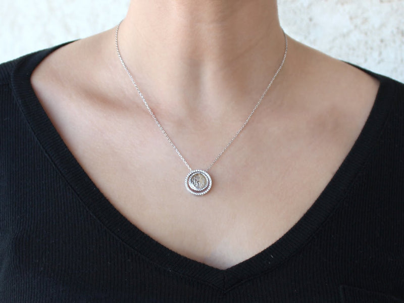 Sterling Silver Engravable Halo Style Circle CZ Pendant Necklaces - Atlanta Jewelers Supply