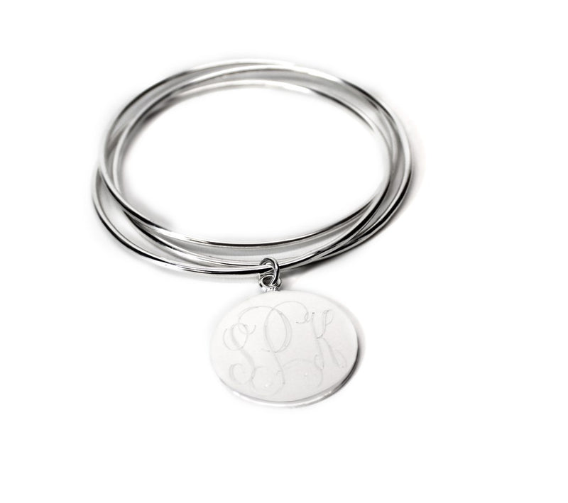 Sterling Silver Triple Bangle with Engrave Disc - Atlanta Jewelers Supply