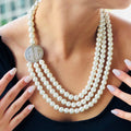 Triple Pearl Sideway Engraved Disc Necklace - Atlanta Jewelers Supply