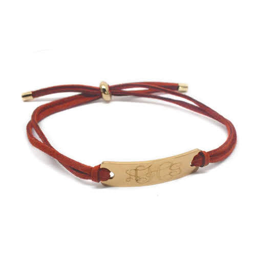 Trendy Suede Adjustable Engravable Stainless Steel Suede Bar Bracelet - Atlanta Jewelers Supply