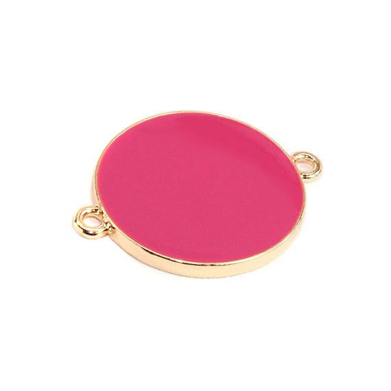 Non-Silver 30Mm Fuchsia Vinyl Circle Gold Color Findings - Atlanta Jewelers Supply