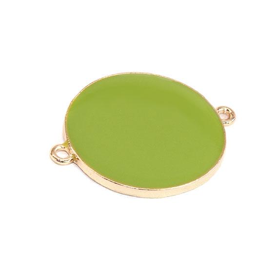 Non-Silver 30Mm Olive Green Vinyl Circle Gold Color Findings - Atlanta Jewelers Supply