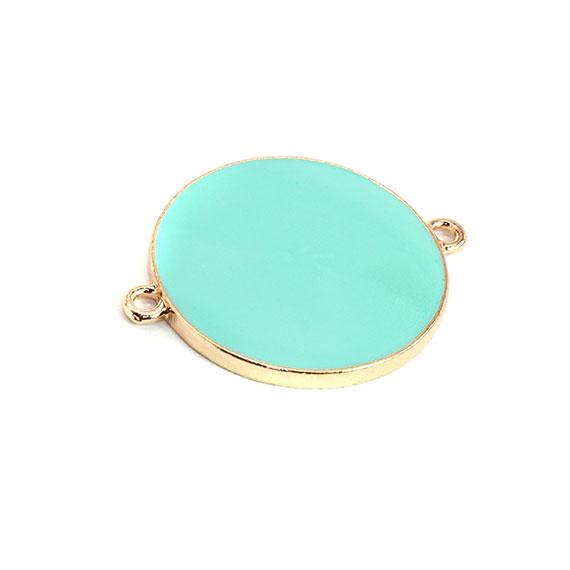 Non-Silver 24Mm Turquoise Vinyl Circle Gold Color Findings - Atlanta Jewelers Supply