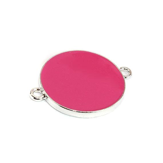 Non-Silver 24Mm Fuchsia Vinyl Circle Silver Color Findings - Atlanta Jewelers Supply