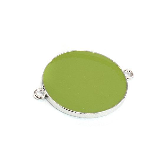 Non-Silver 30Mm Olive Green Vinyl Circle Silver Color Findings - Atlanta Jewelers Supply