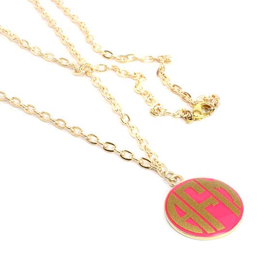 Non-Silver Vinyl Hot Pink Pendant With Rolo Gold Chain Necklace - Atlanta Jewelers Supply