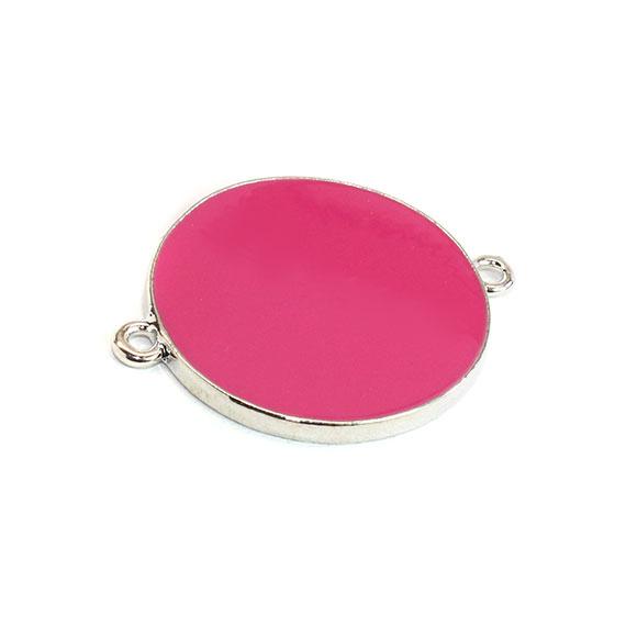 Non-Silver 30Mm Fuchsia Vinyl Circle Silver Color Findings - Atlanta Jewelers Supply